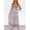 ZESICA Women’s Summer Boho Strapless Maxi Dress 2026 Casual Off Shoulder Smocked Flowy A Line Beach Holiday Long Dresses(Lavender)