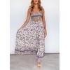 ZESICA Women’s Summer Boho Strapless Maxi Dress 2026 Casual Off Shoulder Smocked Flowy A Line Beach Holiday Long Dresses(Lavender)