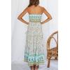 ZESICA Women’s Summer Boho Strapless Maxi Dress 2026 Casual Off Shoulder Smocked Flowy A Line Beach Holiday Long Dresses(Light Green)