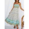 ZESICA Women’s Summer Boho Strapless Maxi Dress 2026 Casual Off Shoulder Smocked Flowy A Line Beach Holiday Long Dresses(Light Green)