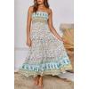 ZESICA Women’s Summer Boho Strapless Maxi Dress 2026 Casual Off Shoulder Smocked Flowy A Line Beach Holiday Long Dresses(Light Green)