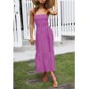 ZESICA Women’s Summer Boho Strapless Maxi Dress 2026 Casual Off Shoulder Smocked Flowy A Line Beach Holiday Long Dresses(Purple)