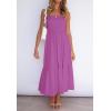 ZESICA Women’s Summer Boho Strapless Maxi Dress 2026 Casual Off Shoulder Smocked Flowy A Line Beach Holiday Long Dresses(Purple)