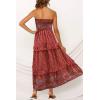ZESICA Women’s Summer Boho Strapless Maxi Dress 2026 Casual Off Shoulder Smocked Flowy A Line Beach Holiday Long Dresses(Red)