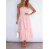 ZESICA Women’s Summer Boho Strapless Maxi Dress 2026 Casual Off Shoulder Smocked Flowy A Line Beach Holiday Long Dresses(Solid Blush Pink)