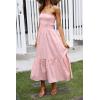 ZESICA Women’s Summer Boho Strapless Maxi Dress 2026 Casual Off Shoulder Smocked Flowy A Line Beach Holiday Long Dresses(Solid Blush Pink)