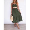ZESICA Women’s Summer Boho Strapless Maxi Dress 2026 Casual Off Shoulder Smocked Flowy A Line Beach Holiday Long Dresses(Solidarmygreen)