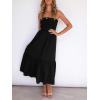 ZESICA Women’s Summer Boho Strapless Maxi Dress 2026 Casual Off Shoulder Smocked Flowy A Line Beach Holiday Long Dresses(Solidblack)