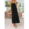 ZESICA Women’s Summer Boho Strapless Maxi Dress 2026 Casual Off Shoulder Smocked Flowy A Line Beach Holiday Long Dresses(Solidblack)