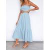 ZESICA Women’s Summer Boho Strapless Maxi Dress 2026 Casual Off Shoulder Smocked Flowy A Line Beach Holiday Long Dresses(Solidblue)