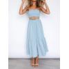ZESICA Women’s Summer Boho Strapless Maxi Dress 2026 Casual Off Shoulder Smocked Flowy A Line Beach Holiday Long Dresses(Solidblue)