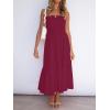 ZESICA Women’s Summer Boho Strapless Maxi Dress 2026 Casual Off Shoulder Smocked Flowy A Line Beach Holiday Long Dresses(Solidfuchsia)