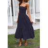 ZESICA Women’s Summer Boho Strapless Maxi Dress 2026 Casual Off Shoulder Smocked Flowy A Line Beach Holiday Long Dresses(Solidnavy)