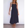 ZESICA Women’s Summer Boho Strapless Maxi Dress 2026 Casual Off Shoulder Smocked Flowy A Line Beach Holiday Long Dresses(Solidnavy)