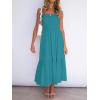 ZESICA Women’s Summer Boho Strapless Maxi Dress 2026 Casual Off Shoulder Smocked Flowy A Line Beach Holiday Long Dresses(Solidpeacock)