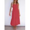ZESICA Women’s Summer Boho Strapless Maxi Dress 2026 Casual Off Shoulder Smocked Flowy A Line Beach Holiday Long Dresses(Watermelon)