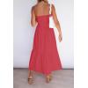ZESICA Women’s Summer Boho Strapless Maxi Dress 2026 Casual Off Shoulder Smocked Flowy A Line Beach Holiday Long Dresses(Watermelon)