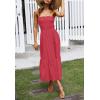 ZESICA Women’s Summer Boho Strapless Maxi Dress 2026 Casual Off Shoulder Smocked Flowy A Line Beach Holiday Long Dresses(Watermelon)