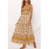 ZESICA Women’s Summer Boho Strapless Maxi Dress 2026 Casual Off Shoulder Smocked Flowy A Line Beach Holiday Long Dresses(Yellow)