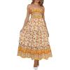 ZESICA Women’s Summer Boho Strapless Maxi Dress 2026 Casual Off Shoulder Smocked Flowy A Line Beach Holiday Long Dresses(Yellow)