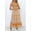ZESICA Women’s Summer Boho Strapless Maxi Dress 2026 Casual Off Shoulder Smocked Flowy A Line Beach Holiday Long Dresses(Yellow)