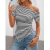 ZESICA Women’s Summer Off The Shoulder Going Out Tops 2026 Short Sleeve Asymmetrical Ruched Fitted Shirts Trendy Y2K Top(Ebony)