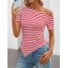 ZESICA Women’s Summer Off The Shoulder Going Out Tops 2026 Short Sleeve Asymmetrical Ruched Fitted Shirts Trendy Y2K Top(Red)