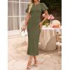 ZESICA Women’s Summer Short Sleeve Bodycon Midi Dress 2026 Spring Elegant Formal Wedding Guest Cocktail Party Dresses(Armygreen)