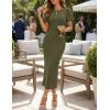 ZESICA Women’s Summer Short Sleeve Bodycon Midi Dress 2026 Spring Elegant Formal Wedding Guest Cocktail Party Dresses(Armygreen)