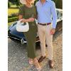 ZESICA Women’s Summer Short Sleeve Bodycon Midi Dress 2026 Spring Elegant Formal Wedding Guest Cocktail Party Dresses(Armygreen)