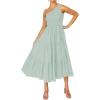 ZESICA Women’s 2026 Bohemian Summer Floral Print One Shoulder Sleeveless Smocked Ruffle Tiered Beach Long Midi Dress(Sage)
