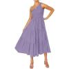 ZESICA Women’s 2026 Bohemian Summer Floral Print One Shoulder Sleeveless Smocked Ruffle Tiered Beach Long Midi Dress(Solidpurple)