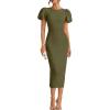ZESICA Women’s Summer Short Sleeve Bodycon Midi Dress 2026 Spring Elegant Formal Wedding Guest Cocktail Party Dresses(Armygreen)