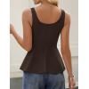 ZESICA Women’s 2026 Summer Sleeveless Vest Top Square Neck Cute Casual Tank Tops Fitted Going Out Trendy Outfit(Coffee)