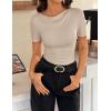 ZESICA Women’s Short Sleeve Shirts 2026 Summer Cowl Neck Ruched Slim Fit T-Shirts Going Out Tops Dressy Casual Clothes(Sand)