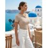 ZESICA Women’s Short Sleeve Shirts 2026 Summer Cowl Neck Ruched Slim Fit T-Shirts Going Out Tops Dressy Casual Clothes(Sand)