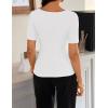 ZESICA Women’s Short Sleeve Shirts 2026 Summer Cowl Neck Ruched Slim Fit T-Shirts Going Out Tops Dressy Casual Clothes(White)