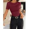 ZESICA Women’s Short Sleeve Shirts 2026 Summer Cowl Neck Ruched Slim Fit T-Shirts Going Out Tops Dressy Casual Clothes(Wine)