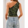 ZESICA Women’s Summer One Shoulder Going Out Tops 2026 Trendy Sleeveless Fitted Fashion Floral Y2K Shirts(Armygreen)