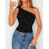 ZESICA Women’s Summer One Shoulder Going Out Tops 2026 Trendy Sleeveless Fitted Fashion Floral Y2K Shirts(Black)