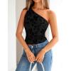 ZESICA Women’s Summer One Shoulder Going Out Tops 2026 Trendy Sleeveless Fitted Fashion Floral Y2K Shirts(Black)