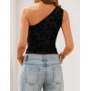 ZESICA Women’s Summer One Shoulder Going Out Tops 2026 Trendy Sleeveless Fitted Fashion Floral Y2K Shirts(Black)