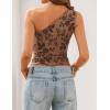 ZESICA Women’s Summer One Shoulder Going Out Tops 2026 Trendy Sleeveless Fitted Fashion Floral Y2K Shirts(Khaki)
