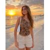 ZESICA Women’s Summer One Shoulder Going Out Tops 2026 Trendy Sleeveless Fitted Fashion Floral Y2K Shirts(Khaki)