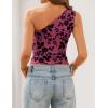 ZESICA Women’s Summer One Shoulder Going Out Tops 2026 Trendy Sleeveless Fitted Fashion Floral Y2K Shirts(Rose)