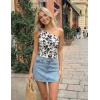 ZESICA Women’s Summer One Shoulder Going Out Tops 2026 Trendy Sleeveless Fitted Fashion Floral Y2K Shirts(White)