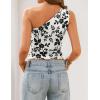 ZESICA Women’s Summer One Shoulder Going Out Tops 2026 Trendy Sleeveless Fitted Fashion Floral Y2K Shirts(White)