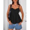 ZESICA Womens Summer Spaghetti Strap Tank Tops 2026 Trendy Going Out Sleeveless V Neck Flowy Y2K Cami Top Fashion Outfits(Black)
