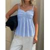 ZESICA Womens Summer Spaghetti Strap Tank Tops 2026 Trendy Going Out Sleeveless V Neck Flowy Y2K Cami Top Fashion Outfits(Blue)