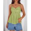 ZESICA Womens Summer Spaghetti Strap Tank Tops 2026 Trendy Going Out Sleeveless V Neck Flowy Y2K Cami Top Fashion Outfits(Green)